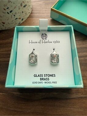 House of Harlow 1960 Glass Stones Brass Drop Earrings